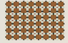 Load image into Gallery viewer, Earth Tone Checkered Area Rug – Coffee Grid Inlay, 63" x 96"