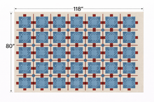 Load image into Gallery viewer, Vintage Blue Check & Red Line Woven Area Rug – 80" x 118"