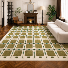 Load image into Gallery viewer, Avocado Green Checkered Area Rug – Beige Base, 80" x 118"
