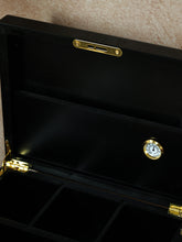 Load image into Gallery viewer, Luxury Handcrafted Stash Box Kit | Solid Wood with Piano Black High-Gloss Finish | Locker & Premium Accessories - Glass Jars