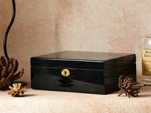 Load image into Gallery viewer, Luxury Handcrafted Stash Box Kit | Solid Wood with Piano Black High-Gloss Finish | Locker &amp; Premium Accessories - Glass Jars
