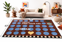 Load image into Gallery viewer, Coffee &amp; Blue Sphere Pattern Area Rug – 63" x 91"
